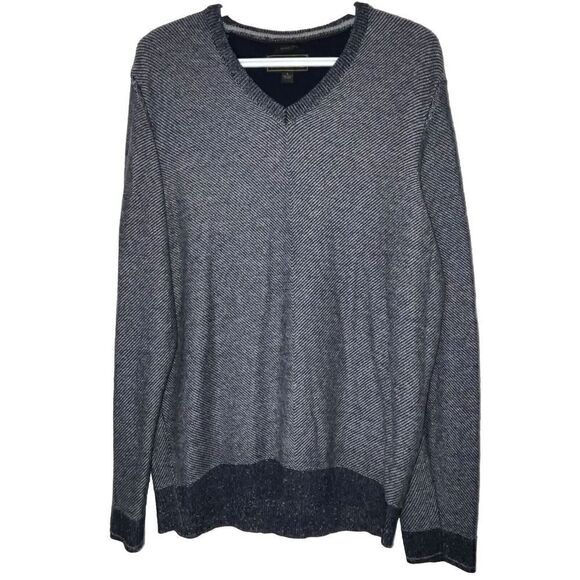 Joseph A. Bank Reserve Italian Yarn Mens Lg Blue V‎ Neck Sweater Pullover Luxury - Picture 1 of 9